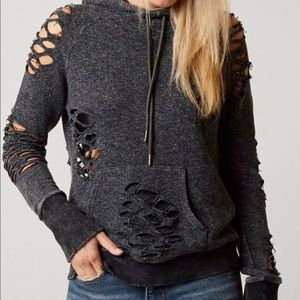 Gilded intent shredded sweat shirt